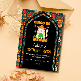 Convite Retro Cinco De Mayo- Gatinho Fofo Três-está