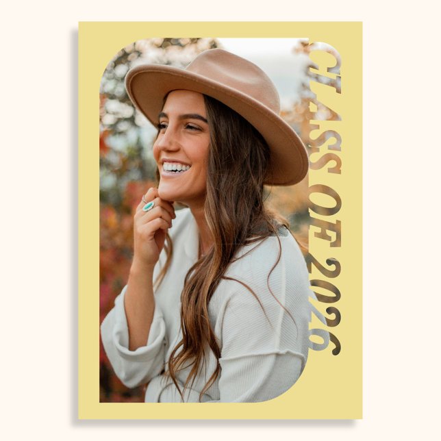 Convite Retro Class Of 2026 Photo Minimalist Citrus (Criador carregado)