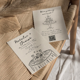 Convite Retro Código QR Desenhado Mão Escrita Quirky Casam