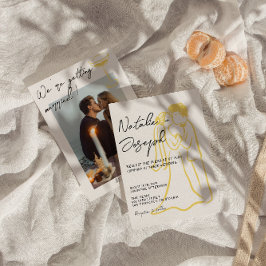 Convite Retro Colorful Hand Drawn Summer Photo Wedding