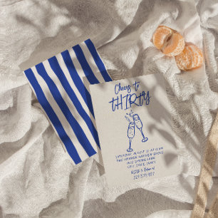 Convite Retro Colorida, Desenhou 30 até Aniversário