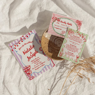 Convite Retrô Colorido Desenho De Mão Escrito Quirky Casam