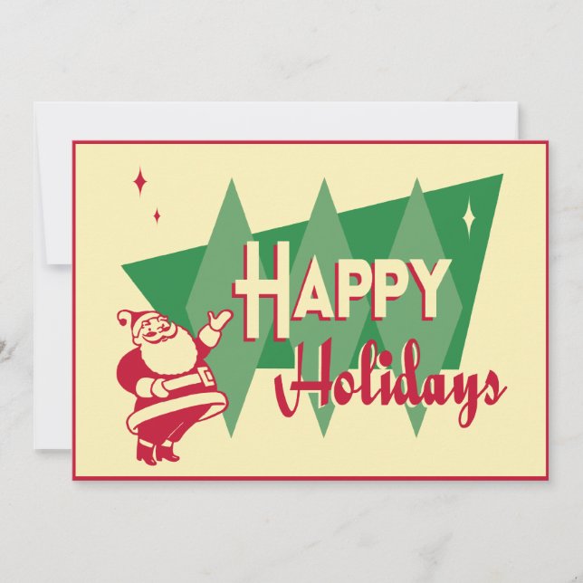 Convite retro da festa de Natal do papai noel (Frente)