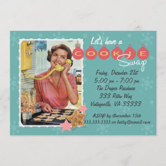 Convite retro da festa natalícia da troca do