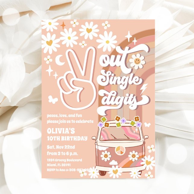 Convite Retro Daisy 10th Birthday Invitation (Criador carregado)