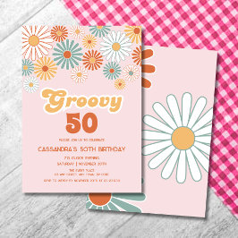 Convite Retro Daisy Boho Groovy Floral Aniversário