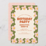 Convite Retro Daisy Checker Doce 16 Festa de aniversário<br><div class="desc">Retro Daisy Checker Doce 16 Festa de aniversário</div>