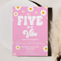 Retro Daisy Cinco É Uma Festa de aniversário 5 Vib
