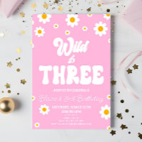 Retro Daisy Flower Wild & Three aniversário de 3 a