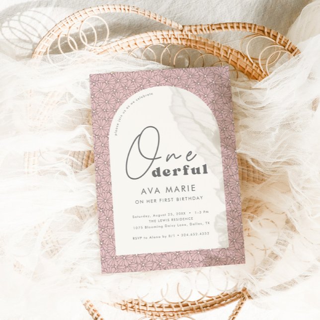 Convite Retro Daisy Girls primeiro aniversario Rosa Maravi (Criador carregado)