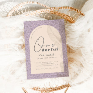 Convite Retro Daisy Girls Purple primeiro aniversario