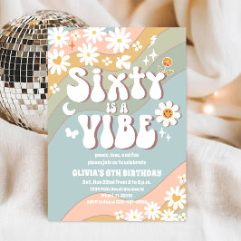 Convite Retro Daisy Kids Birthday Invitation
