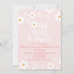 Convite Retro Daisy One Wild e Three Birthday