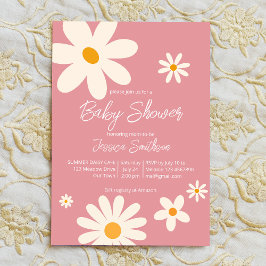 Convite Retro daisy pink boho desert baby shower
