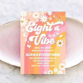 Convite Retro Daisy Rainbow Birthday Invitation