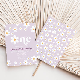 Convite Retro Daisy Um Floral 1º Aniversário