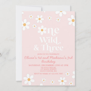 Convite Retro Daisy Um Selvagem e Três Aniversário