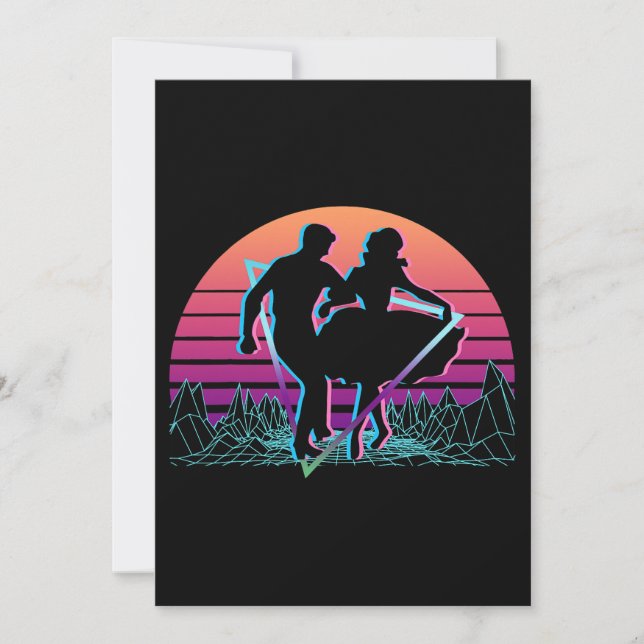 Convite Retro Dança Quadrada de Dança Quadrada (Frente)