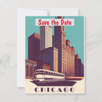 Convite Retro de Bonde de Rua da Cidade de Chicago