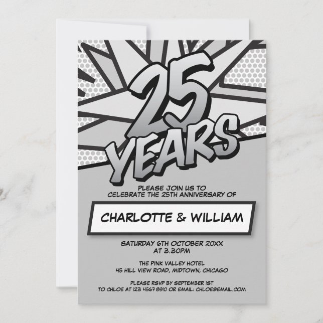 Convite Retro de Diversão de Aniversário do Casamento de 2 (Frente)