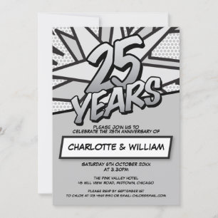 Convite Retro de Diversão de Aniversário do Casamento de 2