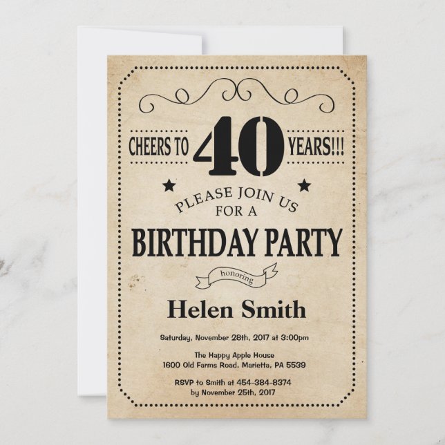 Convite Retro de Vintage Rustic Invitation (Frente)