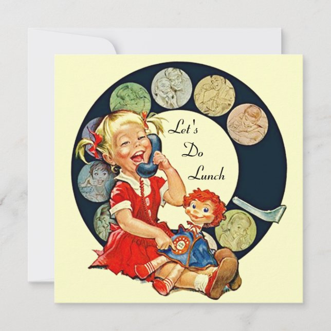 Convite Retro DEIXE E.U. almoçam amigos dos muitos tempos (Frente)