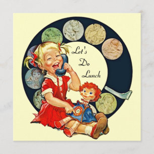 Convite Retro DEIXE E.U. almoçam amigos dos muitos tempos