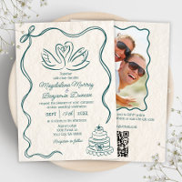 Retrô Desenhado Mão Troca Foto Tudo em Um Casament