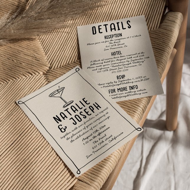 Convite Retrô Desenhou O Coquetel De Frame Tudo Em Um Casa (Criador carregado)