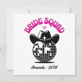 Convite retro disco cowgirl bachelorette party bride squad