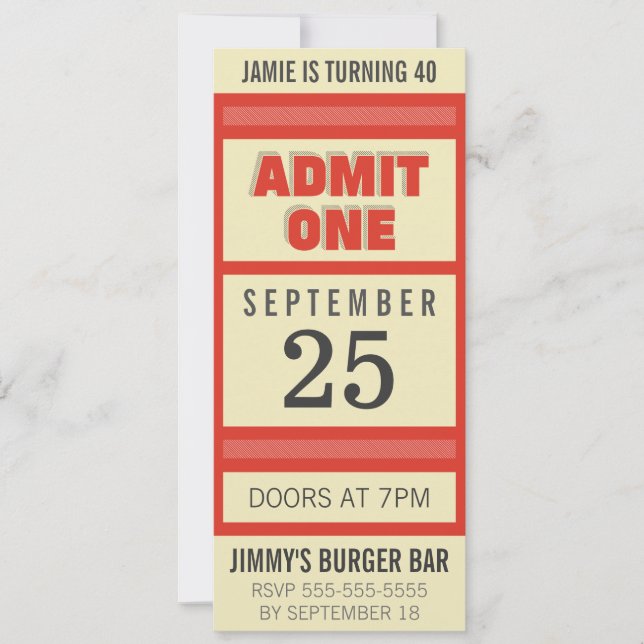 Convite retro do bilhete do evento da festa de (Frente)