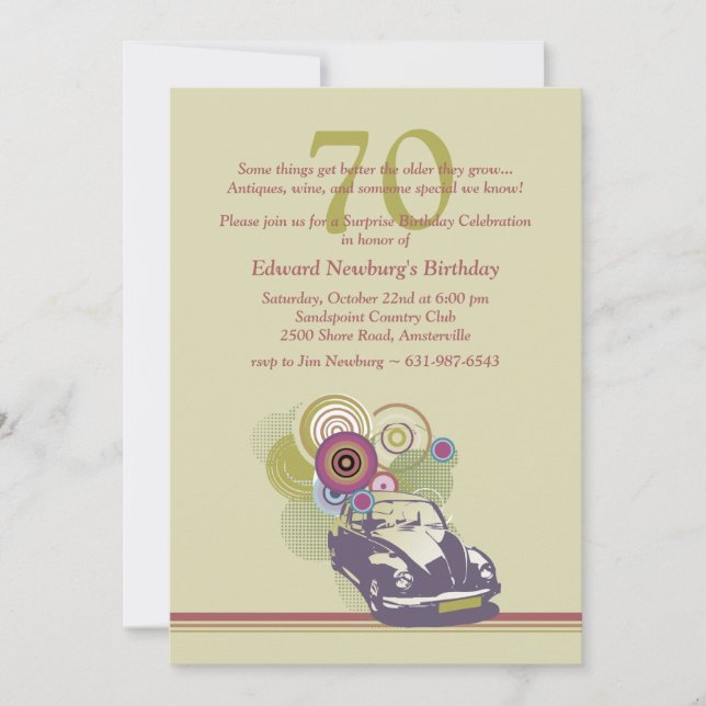 Convite retro do carro (Frente)