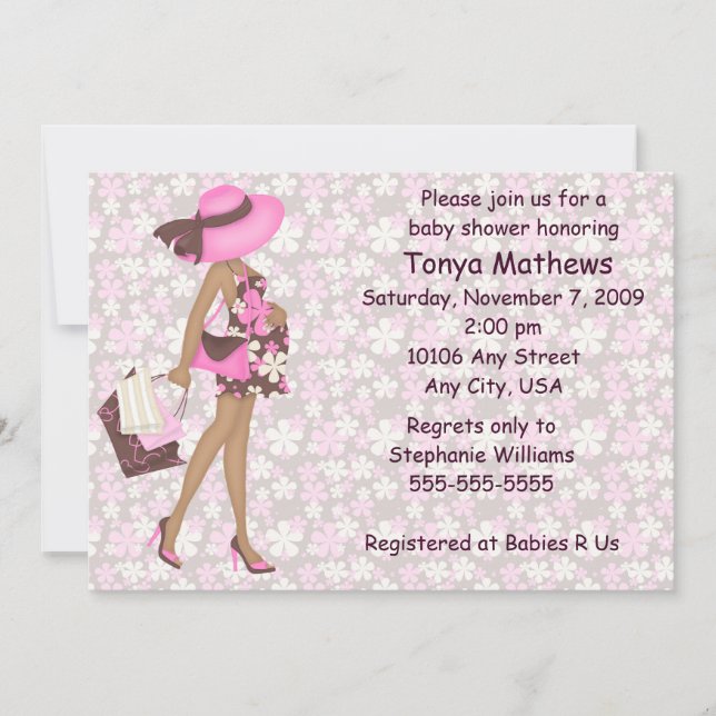 Convite retro do chá de fraldas das flores (AA (Frente)