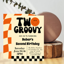 Retro Dois Garoto Groovy 2º Aniversário  