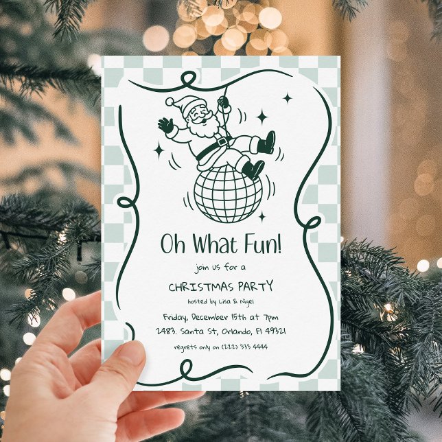 Convite Retro Doodle Disco Santa Christmas Party (Criador carregado)