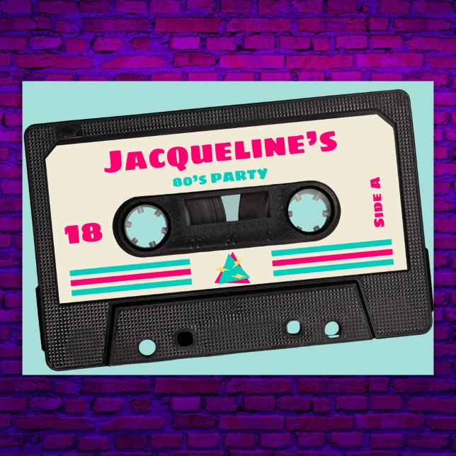 Convite Retro Eighties Music Mix Tape 18th Birthday Party (Criador carregado)