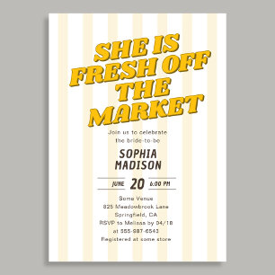 Convite Retro Ela Está Fresca Do Mercado Chá de Noiva