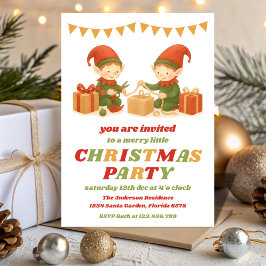 Convite Retro Elf Editable Christmas Party