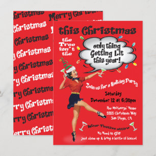 Convite Retro Engraçado Ficando Festa de Natal