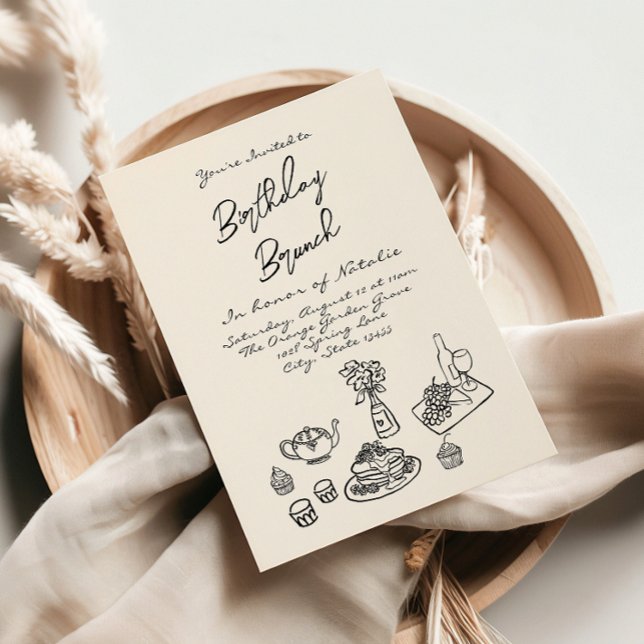 Convite Retrô Escrito Na Mão Desenhado Quirky Brunch Anive (Criador carregado)