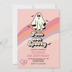 Convite Retro Fantasma Halloween Quatro Sempre Assustador