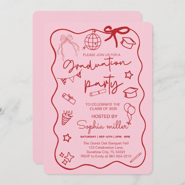 Convite Retro Festa de Graduação Turma de 2025, Ca (Frente/Verso)