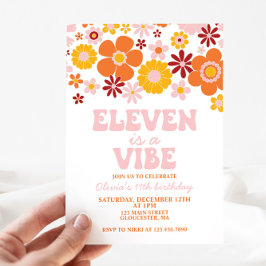 Convite Retro Flor ELEVEN é uma Vibração 11º Aniversário