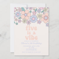 Retro Floral Cinco é um aniversário de 5 Vibe