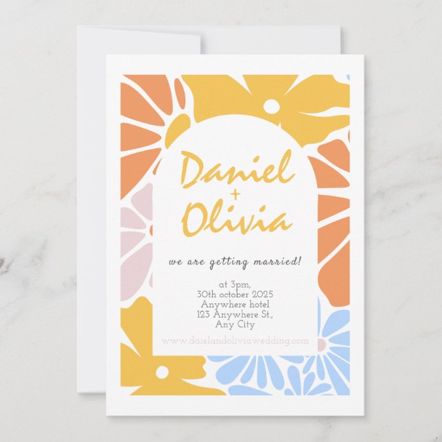 Convite Retro Floral Wedding (Frente)