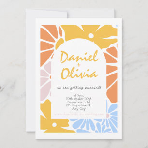 Convite Retro Floral Wedding