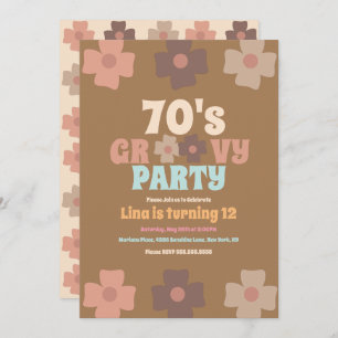 Convite Retro Florals Groovy Bohemian Birthday