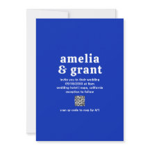 Retro Font Royal Blue QR Code Modern Wedn