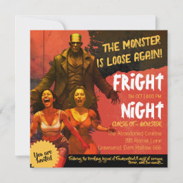Convite Retro Frankenstein Adult Horror Night Fright